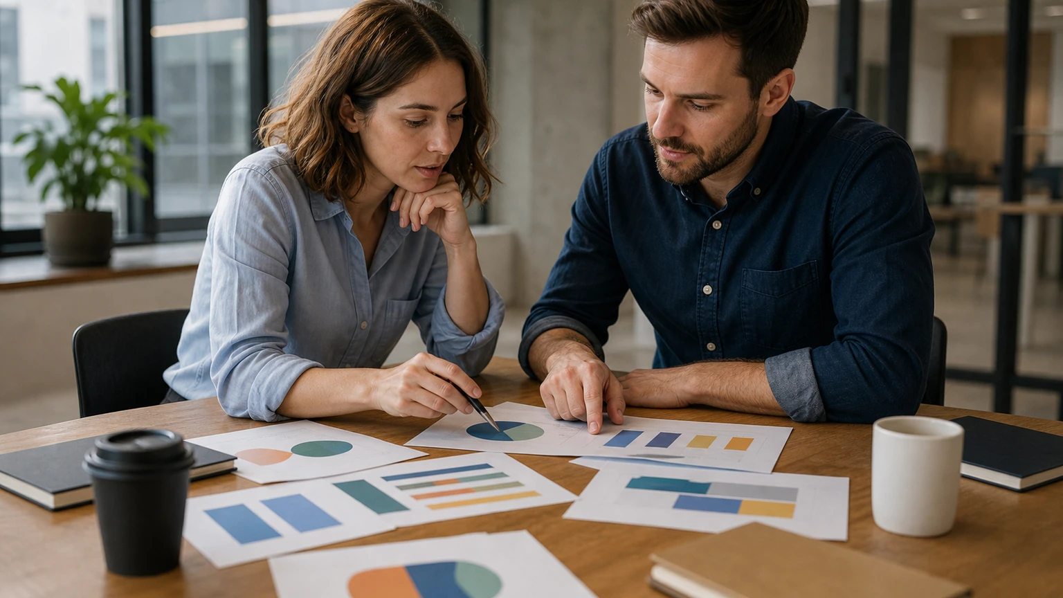 Illustration éditoriale pour Calculer un budget marketing B2B réaliste et le piloter